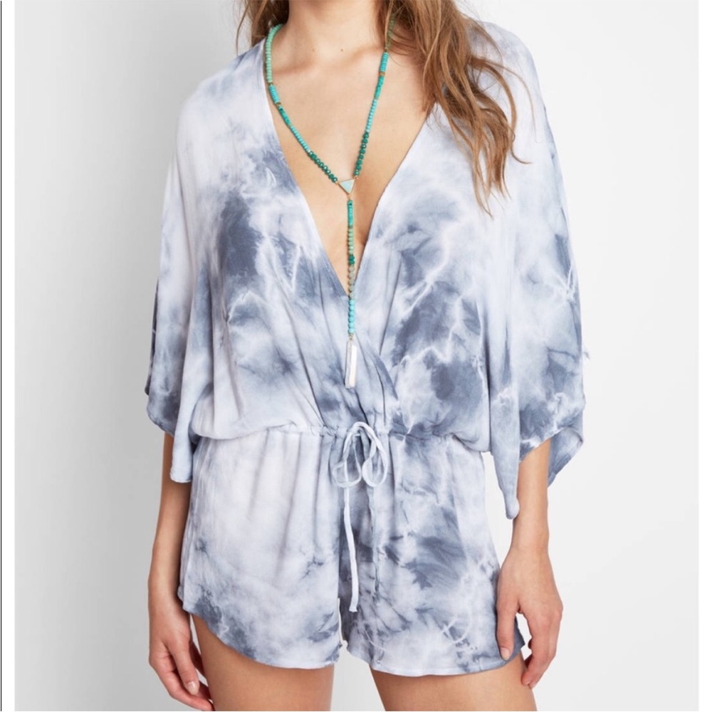 South Moon Under Sage the Label Tie Dye Romper Size S